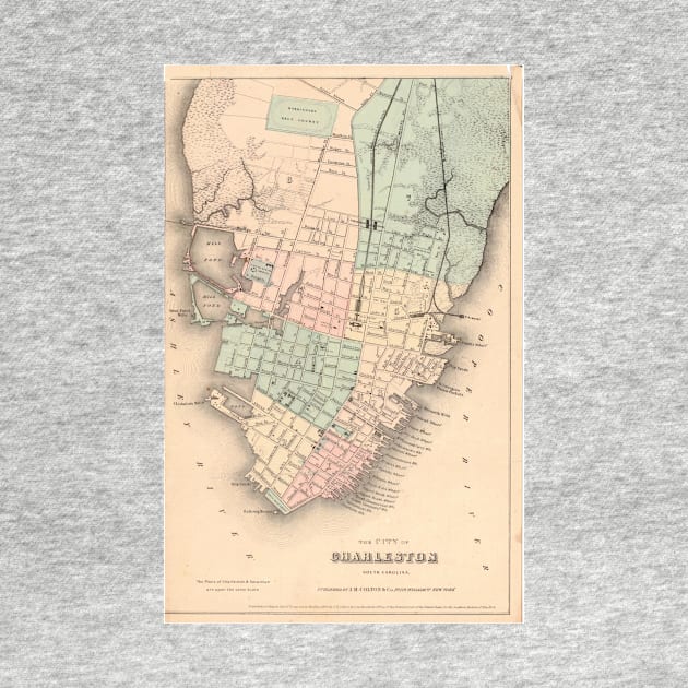 Vintage Map of Charleston South Carolina (1855) by Bravuramedia